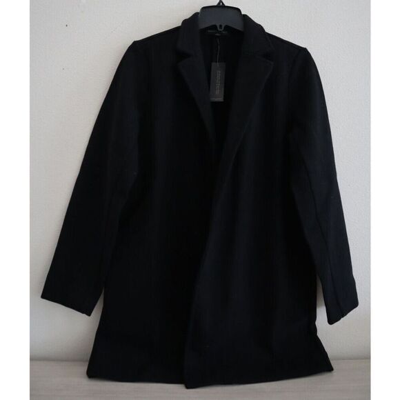 Banana Republic 501950 Women Sz M Black Brushed Knit Open Front Long Jacket - Picture 1 of 10